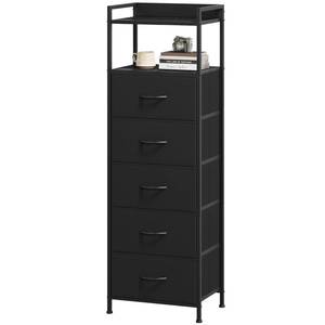 lot 9568 image: Somdot Tall Dresser for Bedroom with 5 Drawers, Tall Nightstand