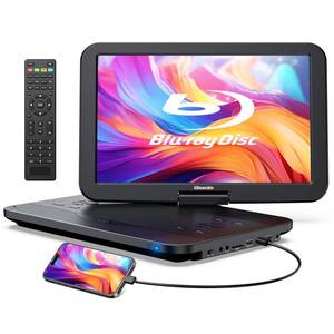 lot 9569 image: GOnavidio 17.6 Portable Blu Ray DVD Player with 15.4 Large Screen, HDMI inOut, Sync Screen, 4000mAh Rechargeable Battery, 1080P MP4 MKV Video, Surround Audio, USBTF Card(Include HDMI Cable)