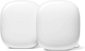 lot 9579 image: Google Nest WiFi Pro - Wi-Fi 6E - Reliable Home Wi-Fi System with Fast Speed and Whole Home Coverage - Mesh Router - Non-Retail Packaging - 2 Pack - Snow