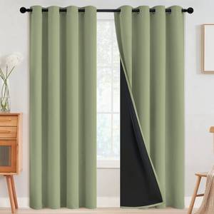 lot 9580 image: SimpleHome Sage 100% Blackout Curtains Room Darkening Living Room 84 Inch