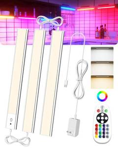 lot 9581 image: Haigvel RGB Under CabinetLights Plug in,12 Inch,3-Panel Wired Parallel