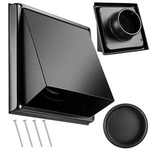 lot 9588 image: Fumusae 4 Inch Dryer Vent Cover Black Outside with Removable Accessories