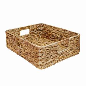lot 9589 image: Rectangular Water Hyacinth Storage Baskets, Wicker Woven Shelves Baskets