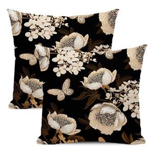 lot 10124 image: Yxuiyal Black and Gold Pillow Covers 18x18 Set of 2 Vintage Gold Floral Throw Pillow Covers Outdoor Decoration Boho Flower Decorative Pillowcase Farmhouse Linen Cushion Case for Sofa Couch