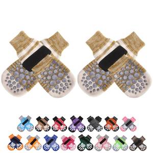 lot 10134 image: PUPTECK Anti-Slip Dog Socks with Double Sides for Small Medium Large Dogs Hardwood Floors Prevents Licking, Dog Shoes for Hot Pavement Traction Control Paw Protector for Senior Dogs, Striped Khaki M