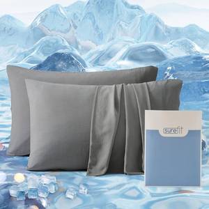 lot 10139 image: SureFit Washed Ultra-Chill Cooling Pillowcase Set of 2,Queen Size,Gray