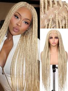 lot 10147 image: HANNE Full Lace Braided Wigs for Black Women Box Braided Wig (Blonde)