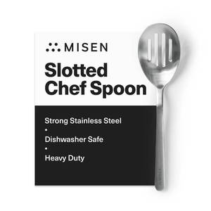 lot 10149 image: Misen Slotted Chef Spoon �� Stainless Steel Draining and Serving Spoon for Pasta Vegetables Poached Eggs Fried Foods Meatballs Braises and Everyday Cooking and Kitchen Prep