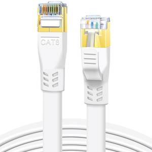lot 10181 image: DDMALL Cat 8 Ethernet Cable 6FT, 40Gbps Flat Internet Cable (6ft, White)