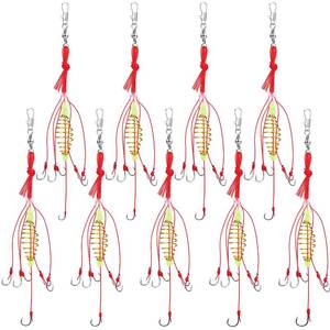 lot 10186 image: Teenyyou 9 Pcs Carp Fishing Hook Bait Spring Feeder, Red, 9#, 5 Hook