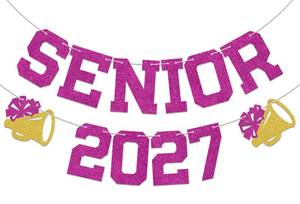 lot 10197 image: Senior 2027 Banner Cheerleader Senior 2027 Graduation Decorations Rose Red