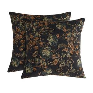 lot 10203 image: StangH Vintage Black Floral Velvet Throw Pillowcases, Set of 2