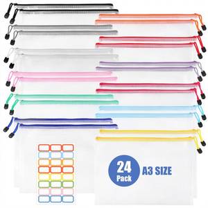 lot 10208 image: 24 Pack Mesh Zipper Pouch Bags, A3 Large Mesh Bag, Zipper Bags