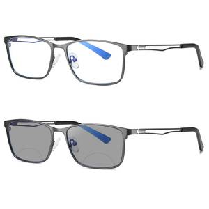 lot 10223 image: Transition Photochromic Bifocal Reading Glasses for Mens and Womens,Square Clear UV Protection Sunglasses Readers 04 (gray, 2.25)