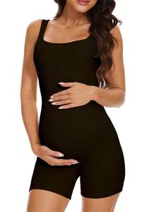 lot 10226 image: BDITANLE Maternity Workout Romper Pregnancy Yoga Ribbed One Piece Seamless Tank Top Jumpsuit, Medium