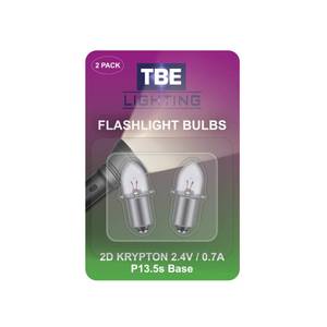 lot 10233 image: TBE LIGHTING Replacement 2D 2.4 Volt, 0.7A Bayonet Base P13.5 Krypton Flashlight Bulbs, Pack of 2 Energy efficient Flashlight Krypton Bulbs to fit a Standard 2D Torches