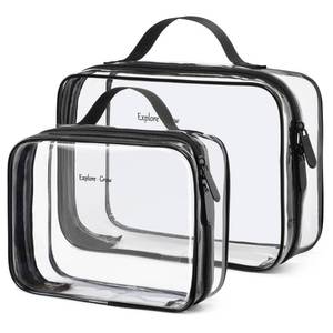 lot 10238 image: PACKISM Clear Makeup Bag Travel - TSA Approved Toiletry Bag, 2 Pack Black