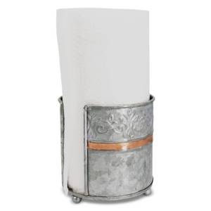 lot 10248 image: Autumn Alley Farmhouse Galvanized Kitchen Paper Towel Holder �� Vintage Style Weighted Countertop Design �� Rustic Warm Copper Accent with Galvanized Metal for Industrial Flair