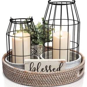 lot 11870 image: KIBAGA Rustic Farmhouse Lantern Set of 2