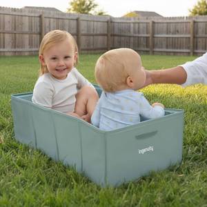 lot 11880 image: Ingenuity Tuckaway Folding Toddler Tub, Green