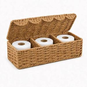 lot 11883 image: Rattanzenith Paper Rope Toilet Paper Basket with Lid
