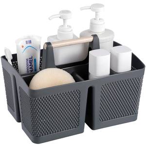 lot 11892 image: Rejomiik Portable Plastic Shower Caddy with Bamboo Handle