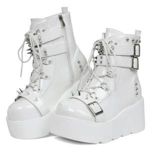 lot 11903 image: Celbreez Platform Boots White Studded Leather Size 39