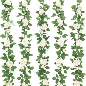 lot 11909 image: ZIFTY 5-Piece Artificial Rose Garland 6.5ft White