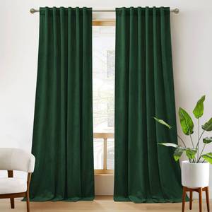 lot 11912 image: RYB HOME Hunter Green Velvet Blackout Curtains 42x63 (2-Panel)
