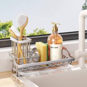 lot 12278 image: Consumest Stainless Steel Kitchen Sink Caddy Organizer