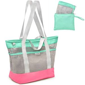 lot 12289 image: BOXNIEN Mesh Beach Bag XXL 28L Red Foldable Tote