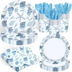 lot 12291 image: Tonyta Party Seashell Disposable Tableware Set, Serves 20