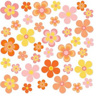 lot 12324 image: Faccito 45 Pc Daisy Cutouts Boho Retro Party Decor