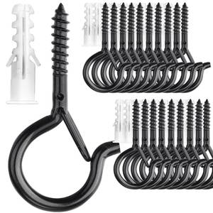 lot 12330 image: PlusRoc Screw Hooks 20 Pack with Safety Clips Black