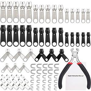 lot 12346 image: TecUnite 85 Pc Zipper Repair Kit with Sliders and Stoppers