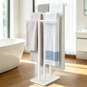 lot 17322 image: Verssure Freestanding Towel Rack with Marble Base