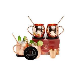 lot 17344 image: Hand-Hammered Copper Moscow Mule Mugs Set of 4