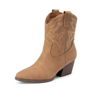 lot 17345 image: Dream Pairs Womens Cowboy Boots Embroidered Ankle Booties Size 8.5