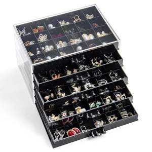 lot 18162 image: YUFONG Earring Storage Box Organizer 5 Drawers 120 Compartments