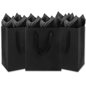 lot 18178 image: Argivean 3-Piece Medium Black Gift Bags with Tissue Paper