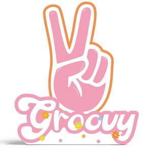 lot 18190 image: 4ft Groovy Peace Sign Hand Cardboard Cutout