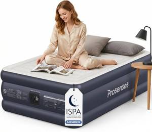lot 19241 image: Prosenses Twin XL Air Mattress with Built-in Pump 18in, Airtight Bonding