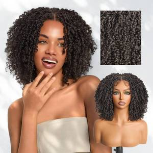 lot 19246 image: Frodio Curly Wig 11X4 Lace Frontal Wig Veralux Fiber 12 Micro Twist Wigs 200% Density Closure HD Lace Dreadlock Wig Glueless Wigs Natural Black Ready to Go Wig for Women