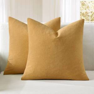 lot 20252 image: MIULEE Apricot Brown Chenille Couch Throw Pillow Covers, 18x18