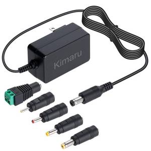 lot 20253 image: Kimaru 12V 2A Power Adapter, UL Listed 12 Volts 2000mA AC to DC Power Supply Cord with 5 Tips for LED Strips, CCTV Cameras, BT Speakers, Yamaha Keyboard, GPS, Router, Webcam