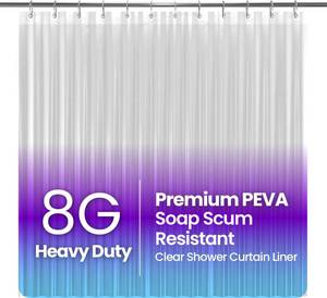 lot 20261 image: LiBa Shower Curtain PEVA 8G, 72x96 Inch Waterproof Clear