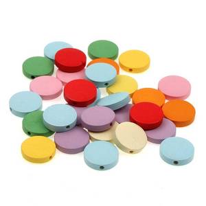 lot 20269 image: 120 Round Wood Discs With Hole Spacer Beads
