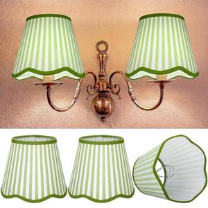 lot 5110 image: Lewtemi Green Striped Scalloped Lamp Shades 4 x 6 x 5 (2-Pack)
