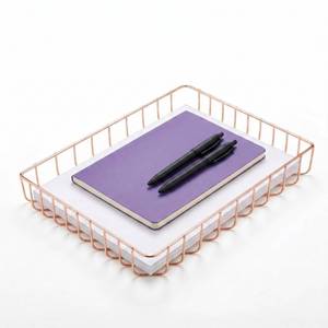 lot 5123 image: Furrywise Wire Desk Tray Organizer Rose Gold