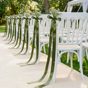 lot 5126 image: 16-Piece Wedding Aisle Chair Bow Decorations